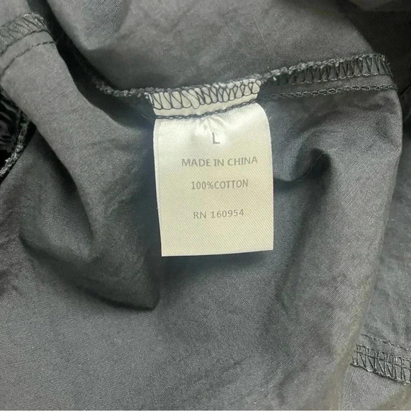 Kay + Jay Black 100% Cotton Eyelet Sleeve Button Down Peasant Top Size Large - Picture 5 of 5